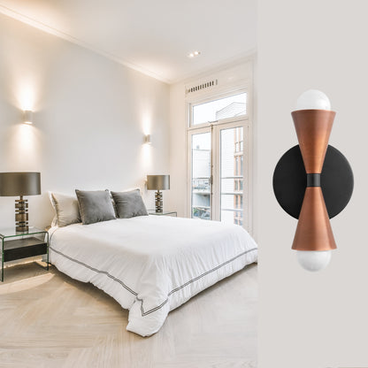 Mid Century Modern Brass Wall Sconce – Handmade Double Cone Light Fixture