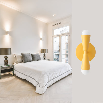 Mid Century Modern Brass Wall Sconce – Handmade Double Cone Light Fixture