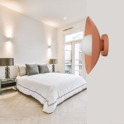 Peach Dome Brass Wall Sconce – Mid-Century Modern Vintage Light