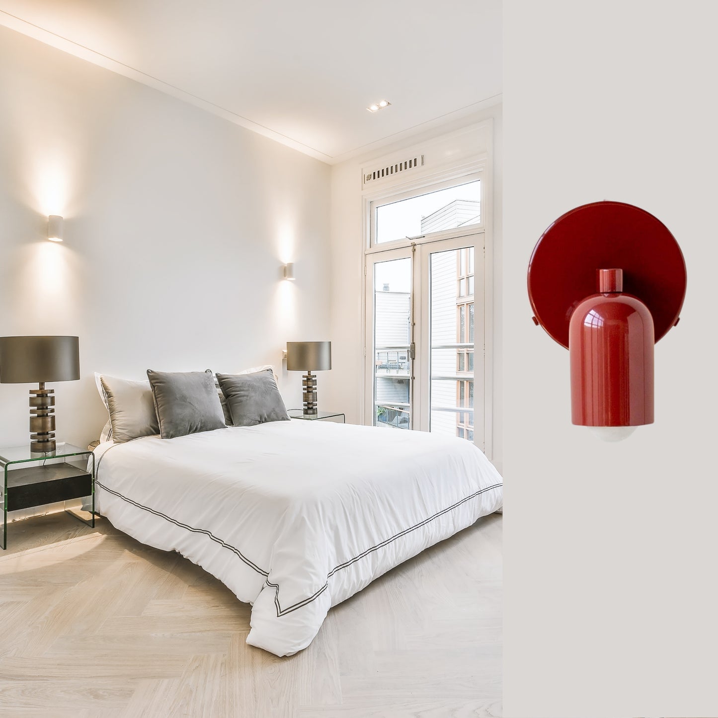 Red Capsule Brass Wall Sconce – Mid Century Modern Vintage Wall Light Fixture