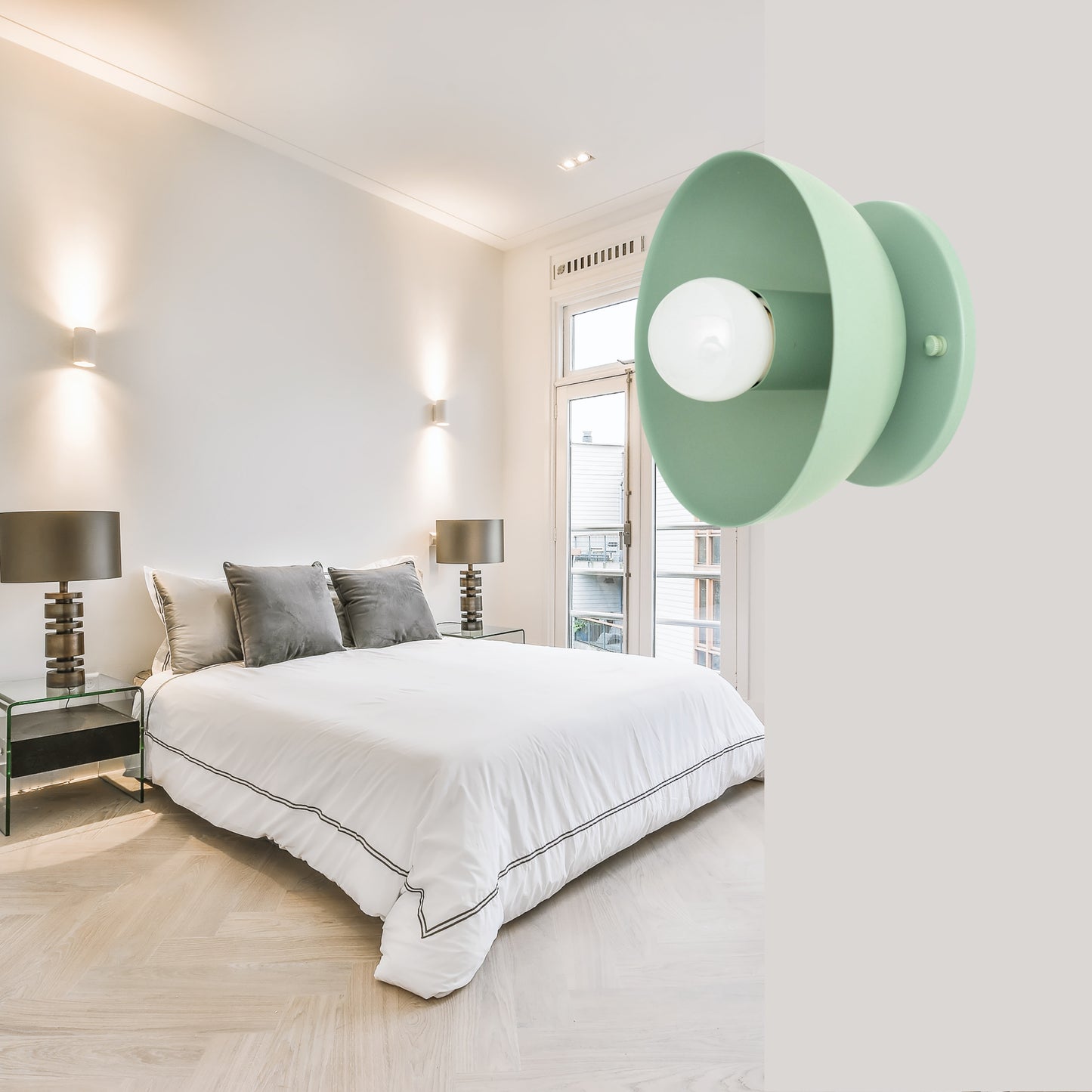 Green Brass Dome Wall Sconce – Modern Mid Century Wall Light Fixture