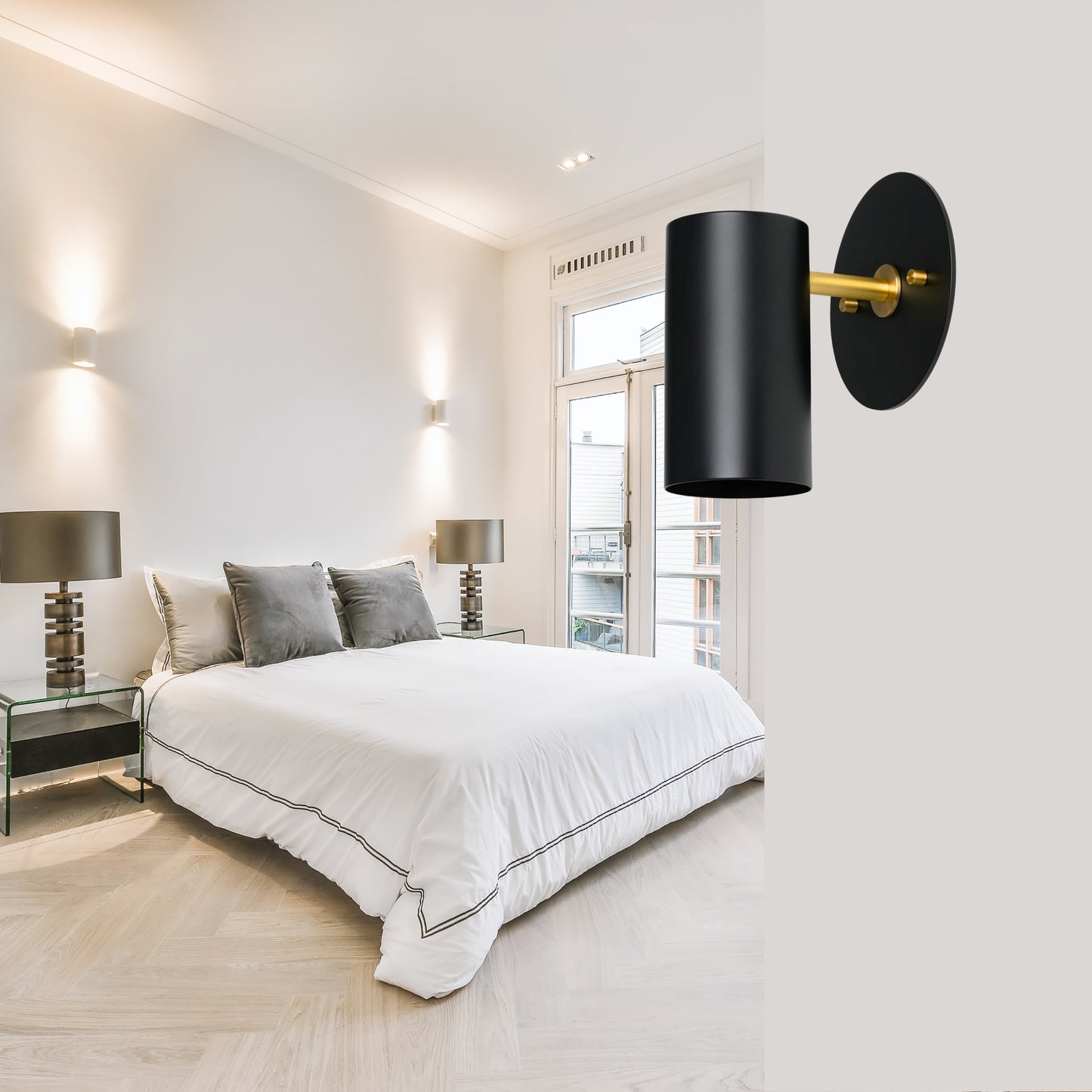 Modern Brass Wall Sconce – Mid Century Light Fixture for Bedroom & Living Room