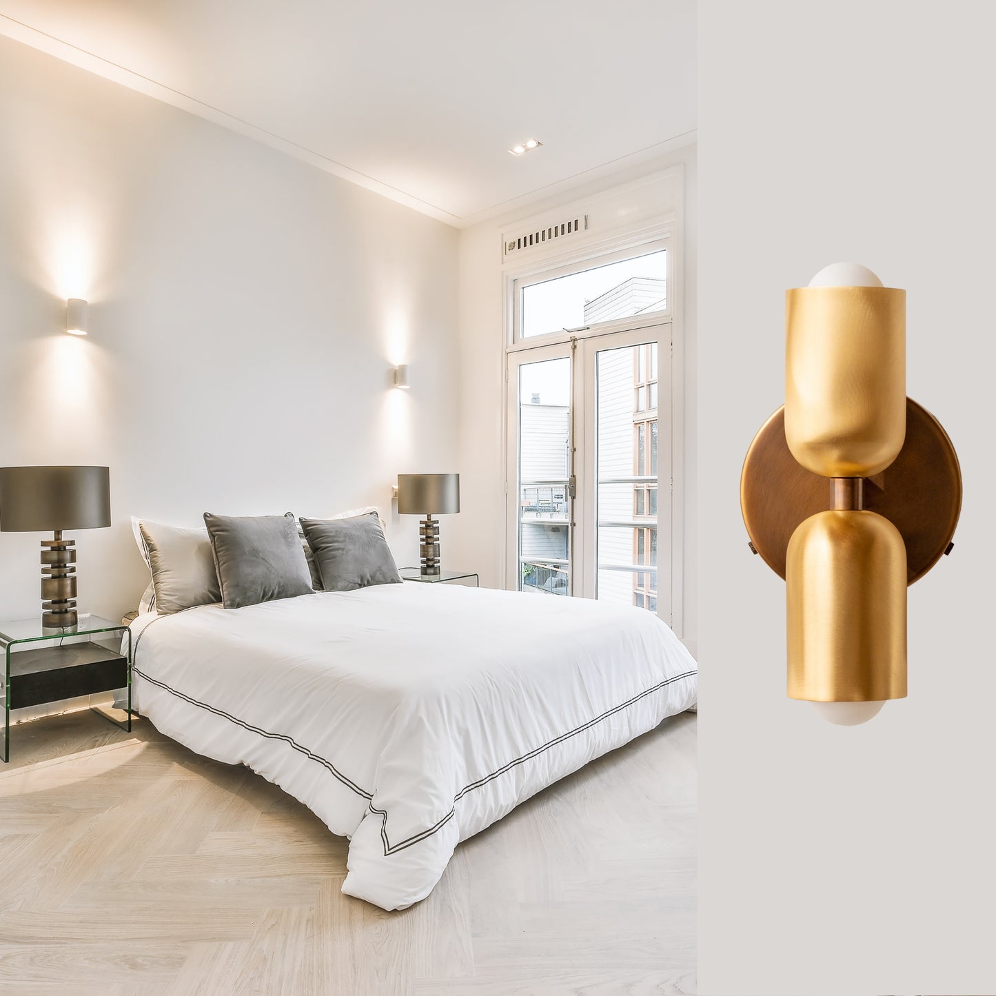 Polish & Antique Up & Down Brass Wall Sconce – Mid-Century Modern Light Fixture