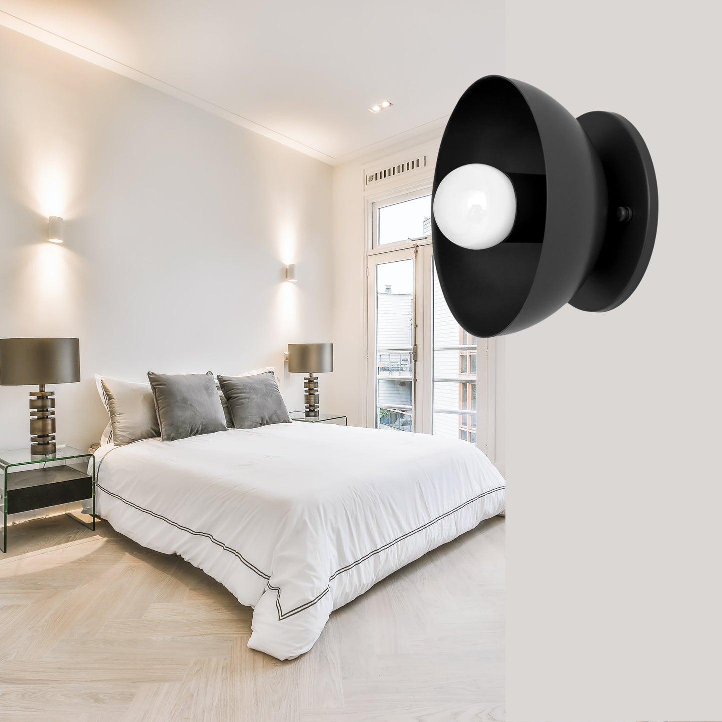 Black Brass Dome Wall Sconce – Modern Mid Century Wall Light Fixture
