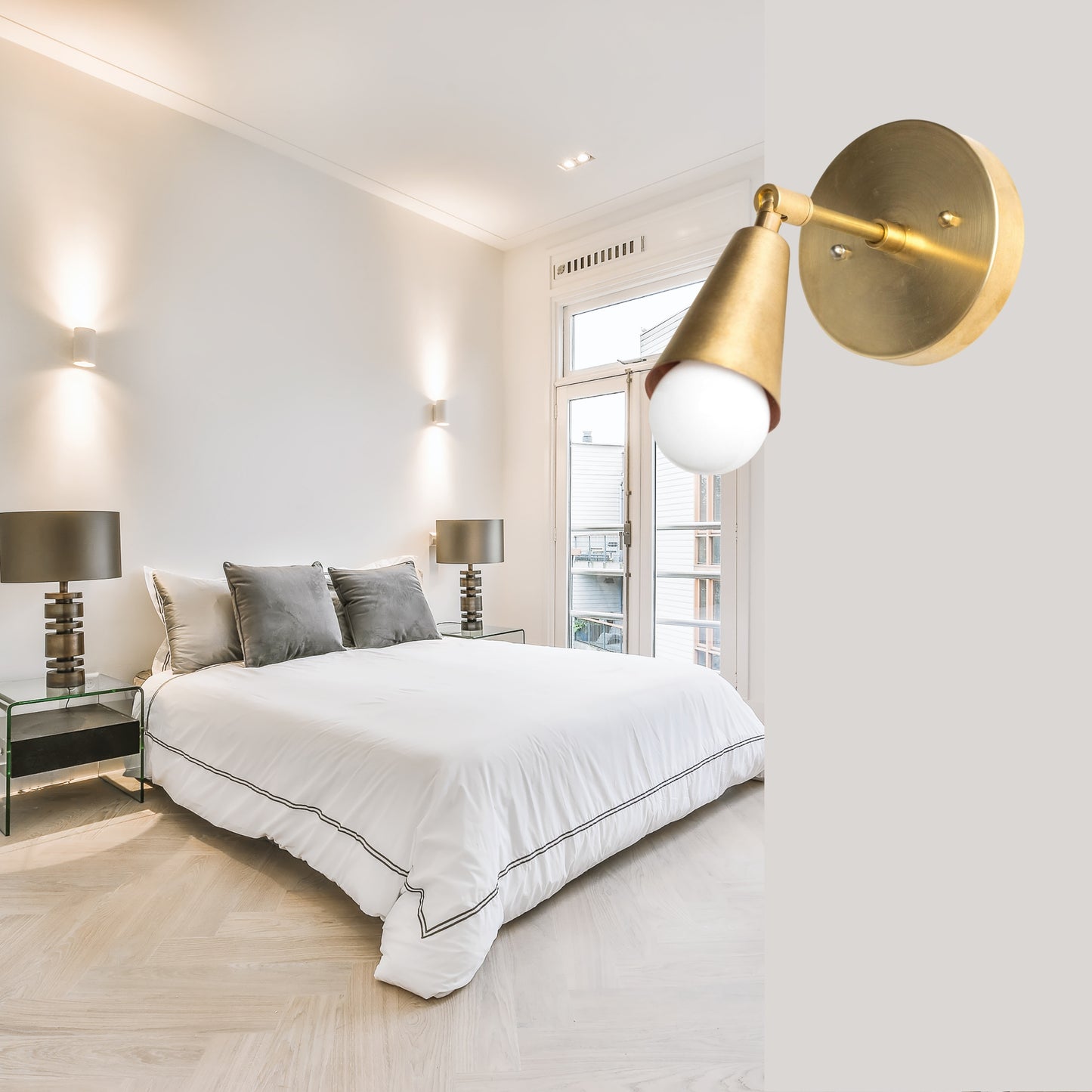 Mid Century Raw Brass Wall Sconce – Handmade Cone Light Fixture