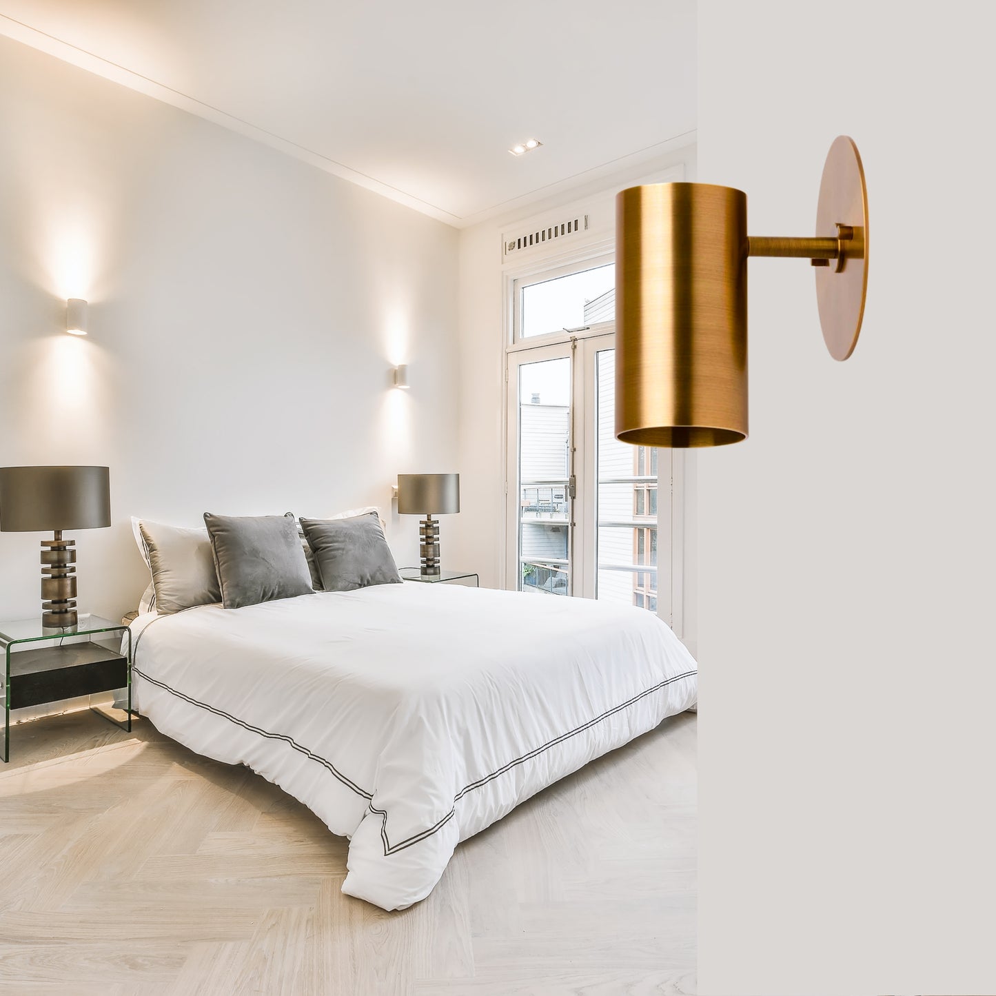 Modern Brass Wall Sconce – Mid Century Light Fixture for Bedroom & Living Room