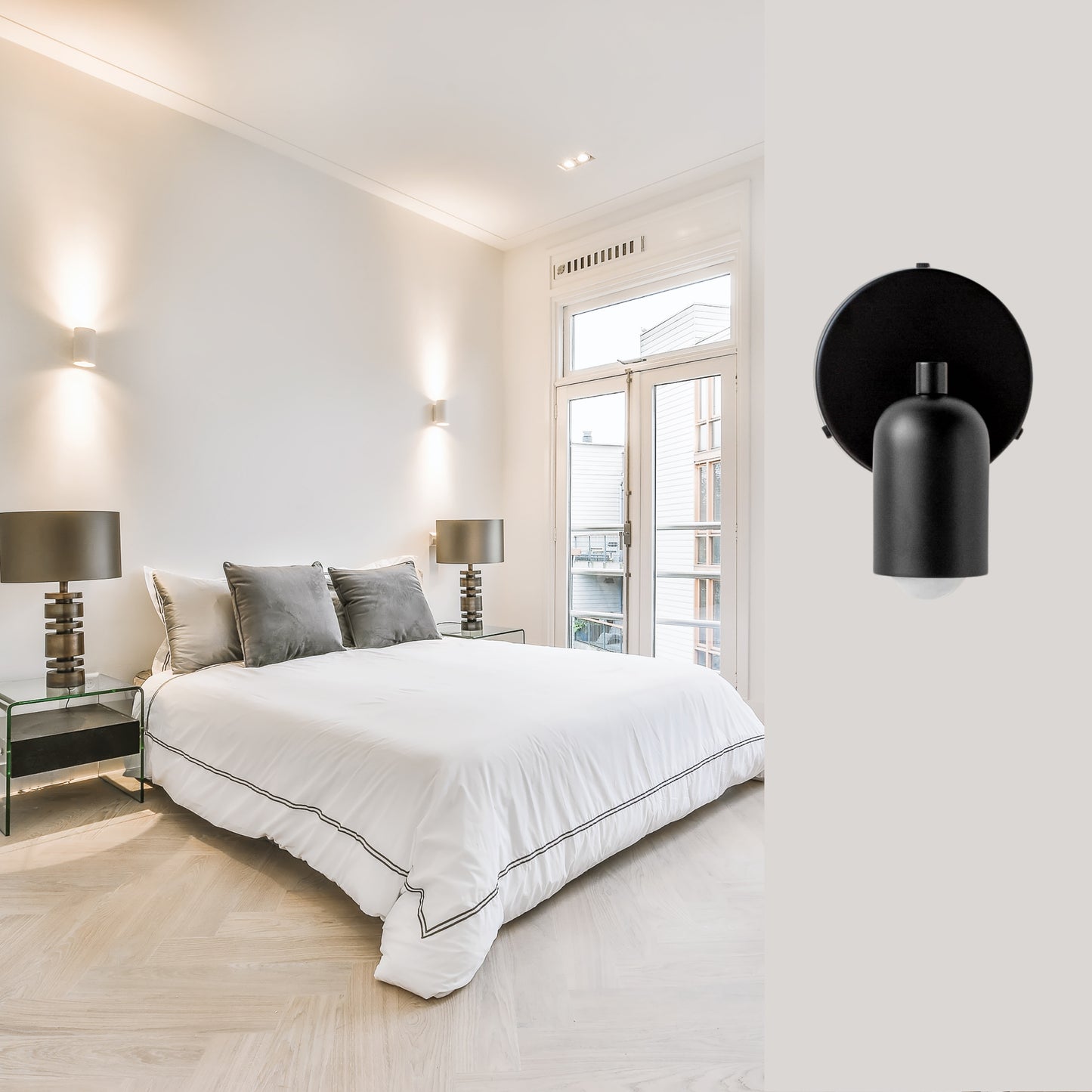 Black Capsule Brass Wall Sconce – Mid Century Modern Vintage Wall Light Fixture