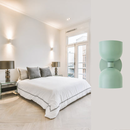Mid Century Modern Sea Green Brass Wall Sconce – Handmade Double Shade Light