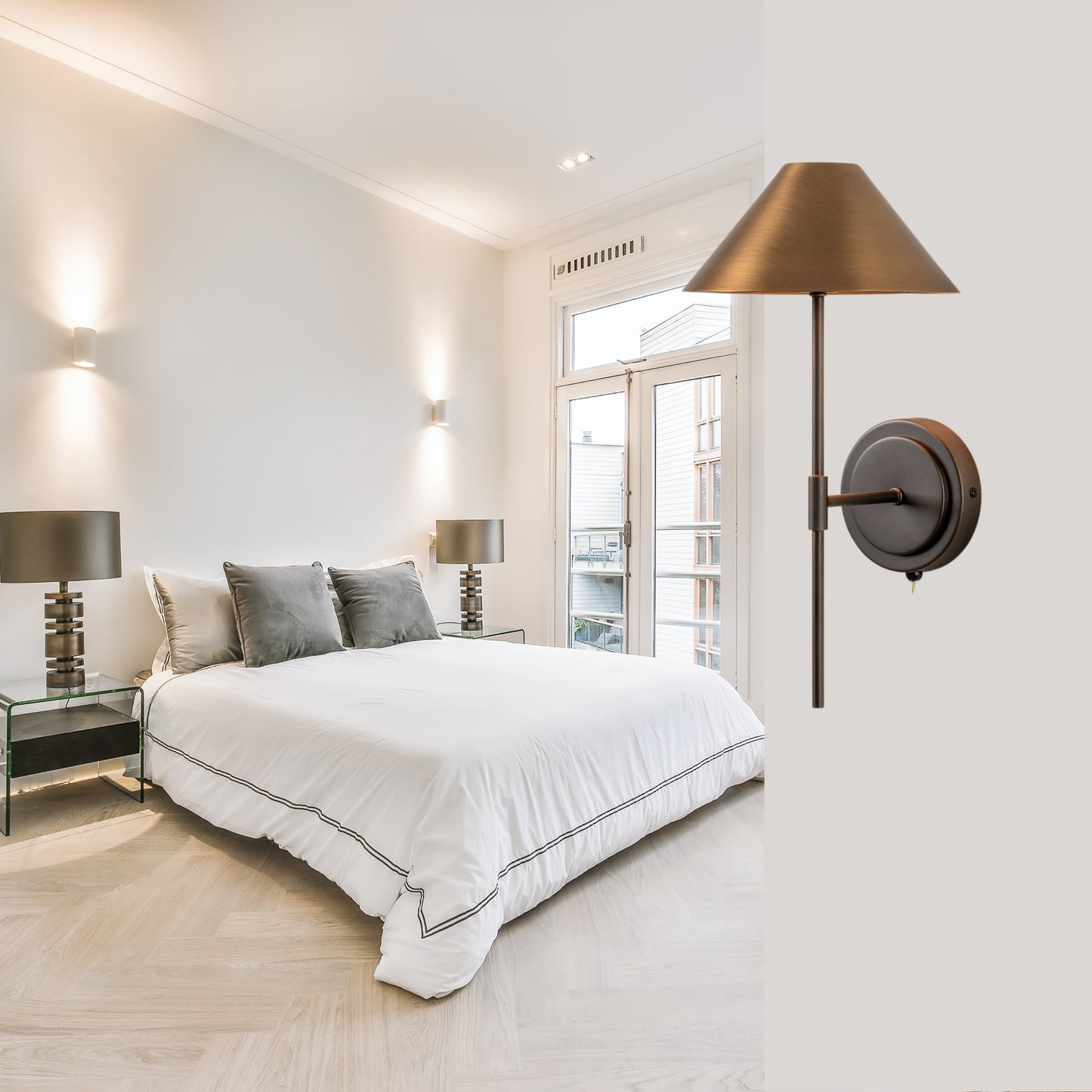 Handmade Brass Wall Sconce – Mid Century Modern Cone Shade Light