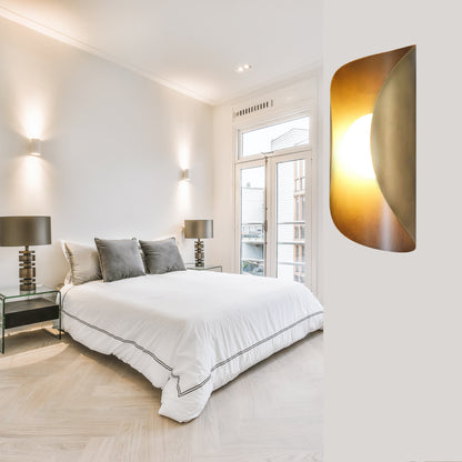 Raw Brass Curve Shade Vintage Wall Light - Mid-Century Modern Brass Wall Sconce