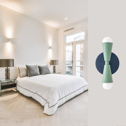 Mid Century Modern Brass Wall Sconce – Handmade Double Cone Light Fixture