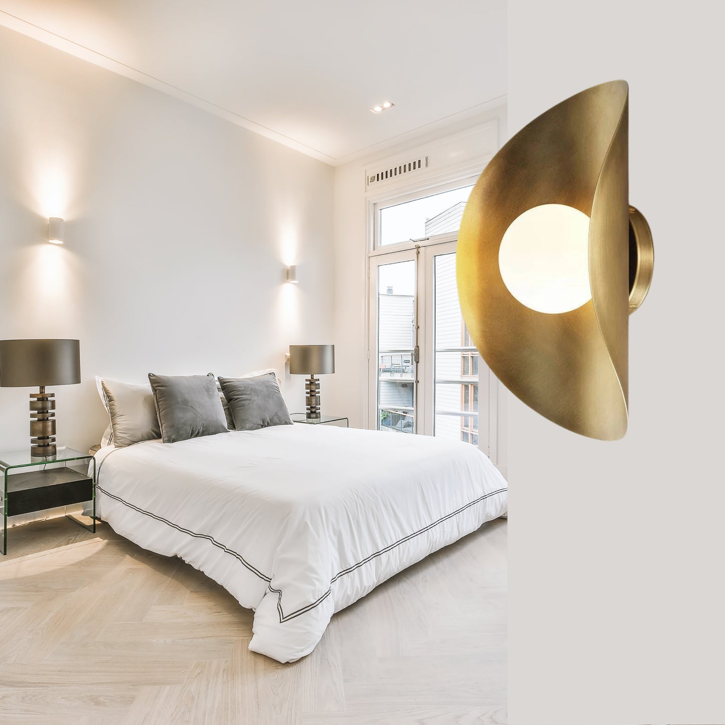 Raw Brass Curve Shade Vintage Wall Light - Mid-Century Modern Brass Wall Sconce