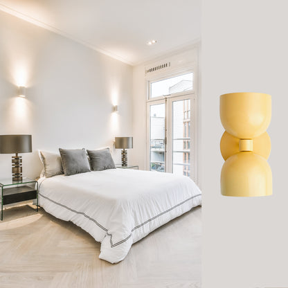 Mid Century Modern Yellow Brass Wall Sconce – Handmade Double Shade Light
