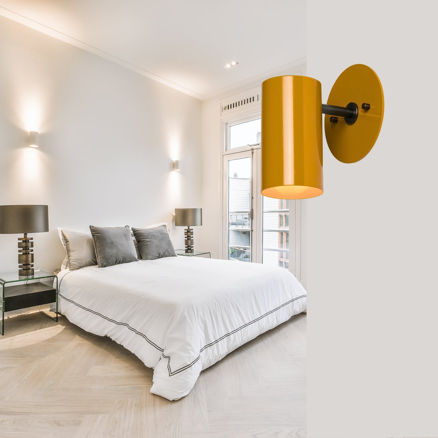 Modern Brass Wall Sconce – Mid Century Light Fixture for Bedroom & Living Room