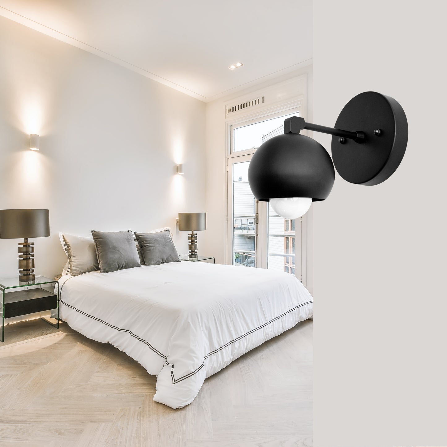 Handmade Brass Wall Sconce – Mid Century Modern Black Dome Light Fixture