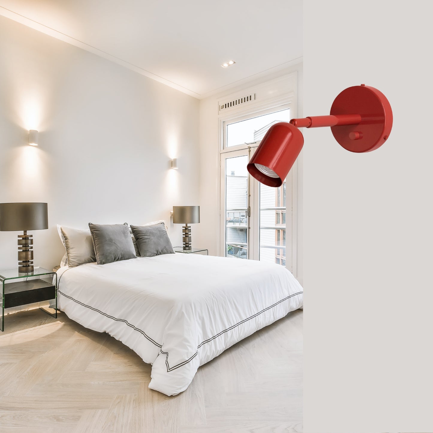 Red Capsule Brass Wall Sconce – Mid Century Modern Vintage Wall Light Fixture