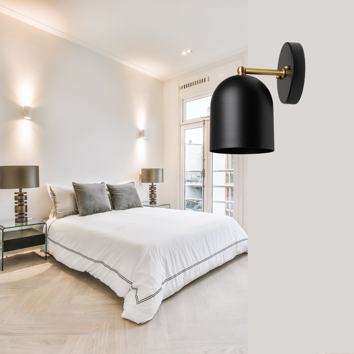 Modern Brass Wall Sconce – Mid Century Light Fixture for Bedroom & Living Room