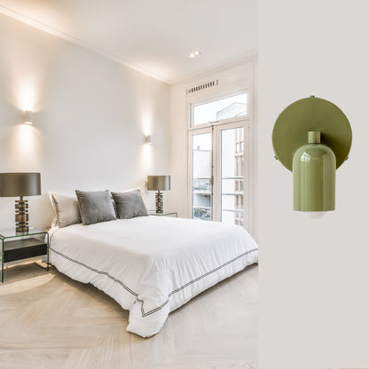 Olive Green Capsule Brass Wall Sconce – Mid Century Modern Vintage Wall Light Fixture