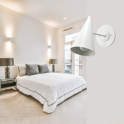 White Cone Vintage Wall Light - Mid-Century Modern Brass Wall Sconce