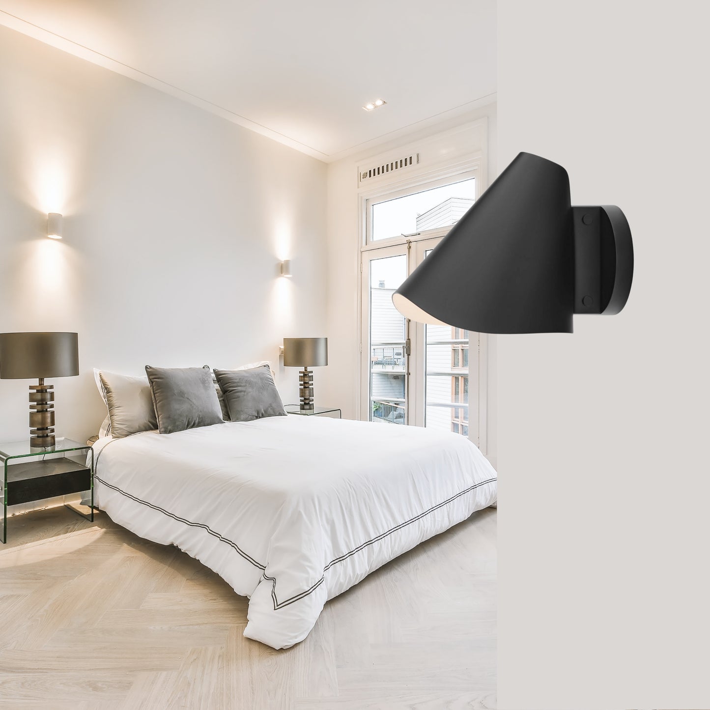 Modern Brass Wall Sconce – Handmade Mid Century Cone Shade Light Fixture
