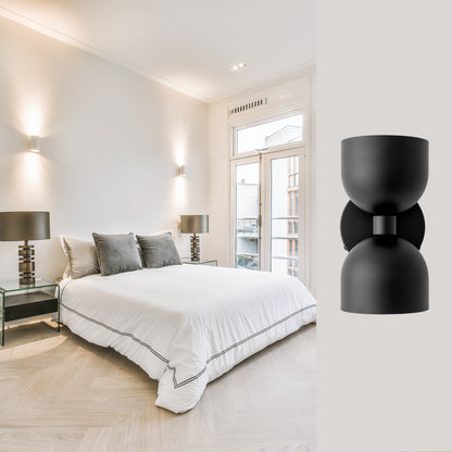 Mid Century Modern Black Brass Wall Sconce – Handmade Double Shade Light