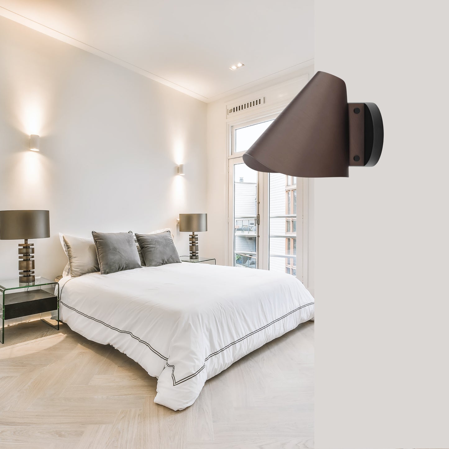 Modern Brass Wall Sconce – Handmade Mid Century Cone Shade Light Fixture