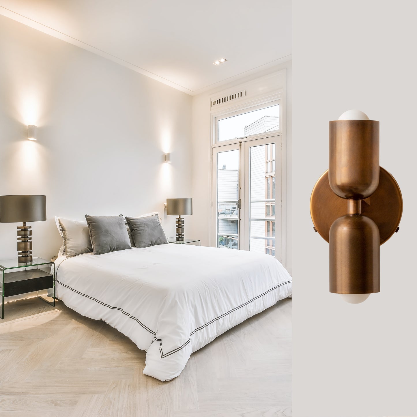 Antique Up & Down Brass Wall Sconce – Mid-Century Modern Light Fixture