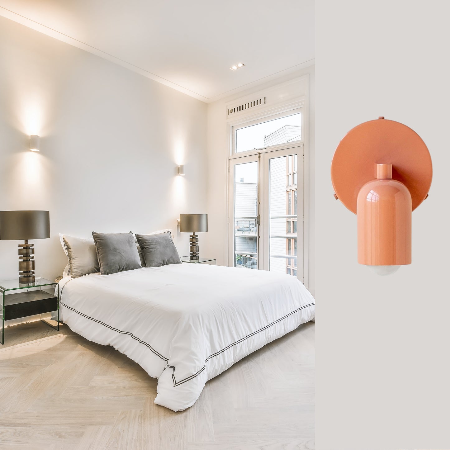 Peach Capsule Brass Wall Sconce – Mid Century Modern Vintage Wall Light Fixture
