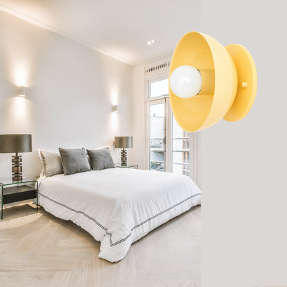 Yellow Brass Dome Wall Sconce – Modern Mid Century Wall Light Fixture