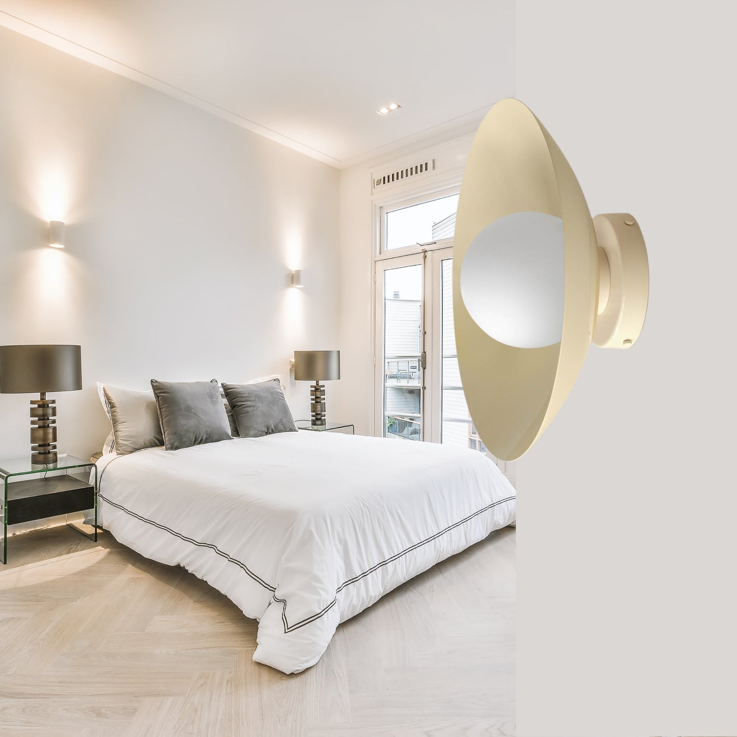 Cream Dome Brass Wall Sconce – Mid-Century Modern Vintage Light