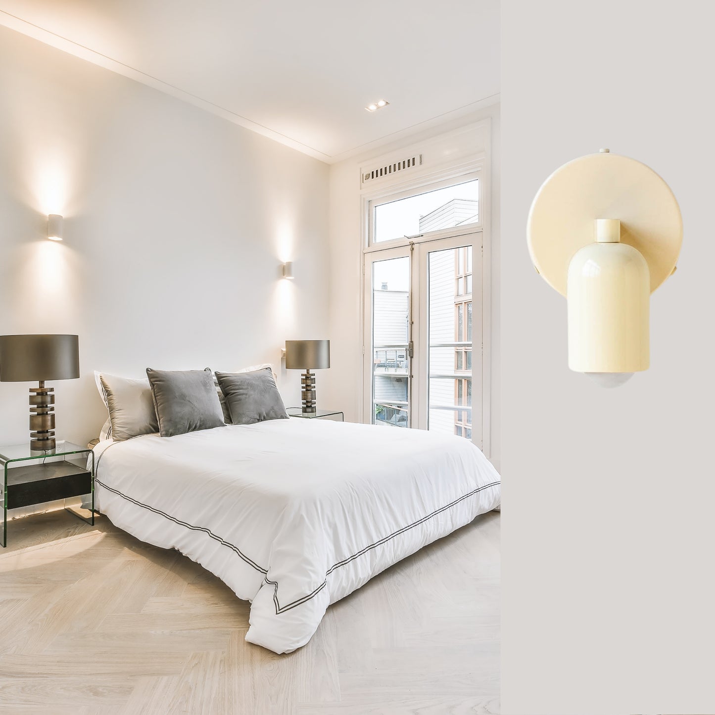 Cream Capsule Brass Wall Sconce – Mid Century Modern Vintage Wall Light Fixture