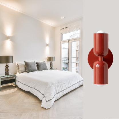 Red Up & Down Brass Wall Sconce – Mid-Century Modern Light Fixture