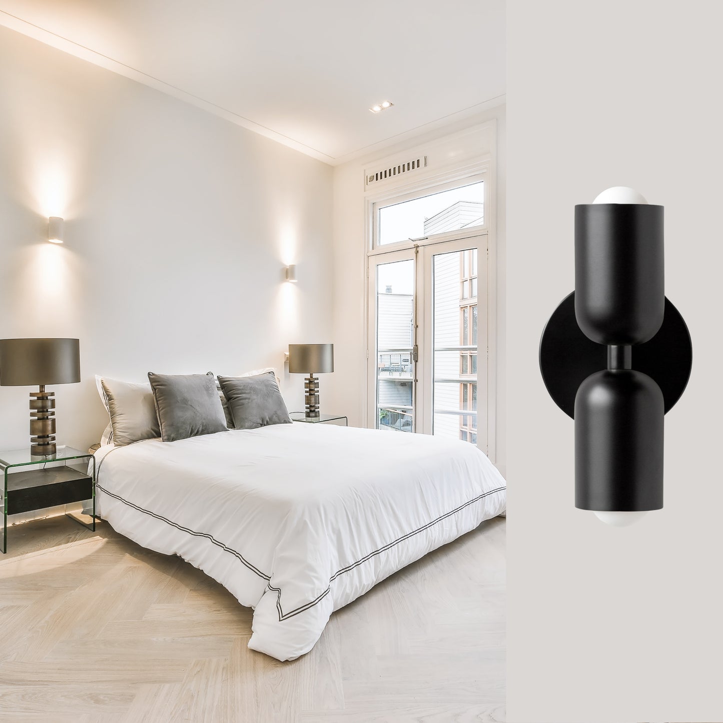 Black Up & Down Brass Wall Sconce – Mid-Century Modern Light Fixture