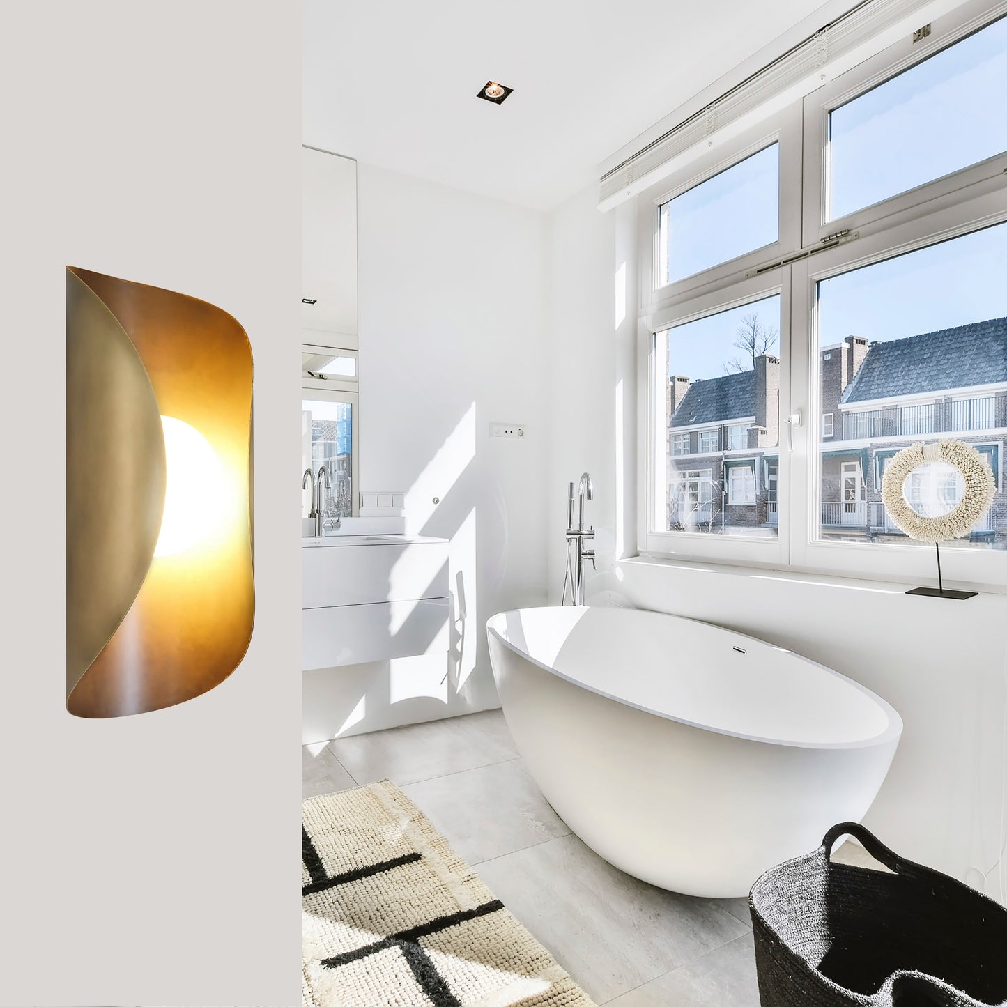 Raw Brass Curve Shade Vintage Wall Light - Mid-Century Modern Brass Wall Sconce