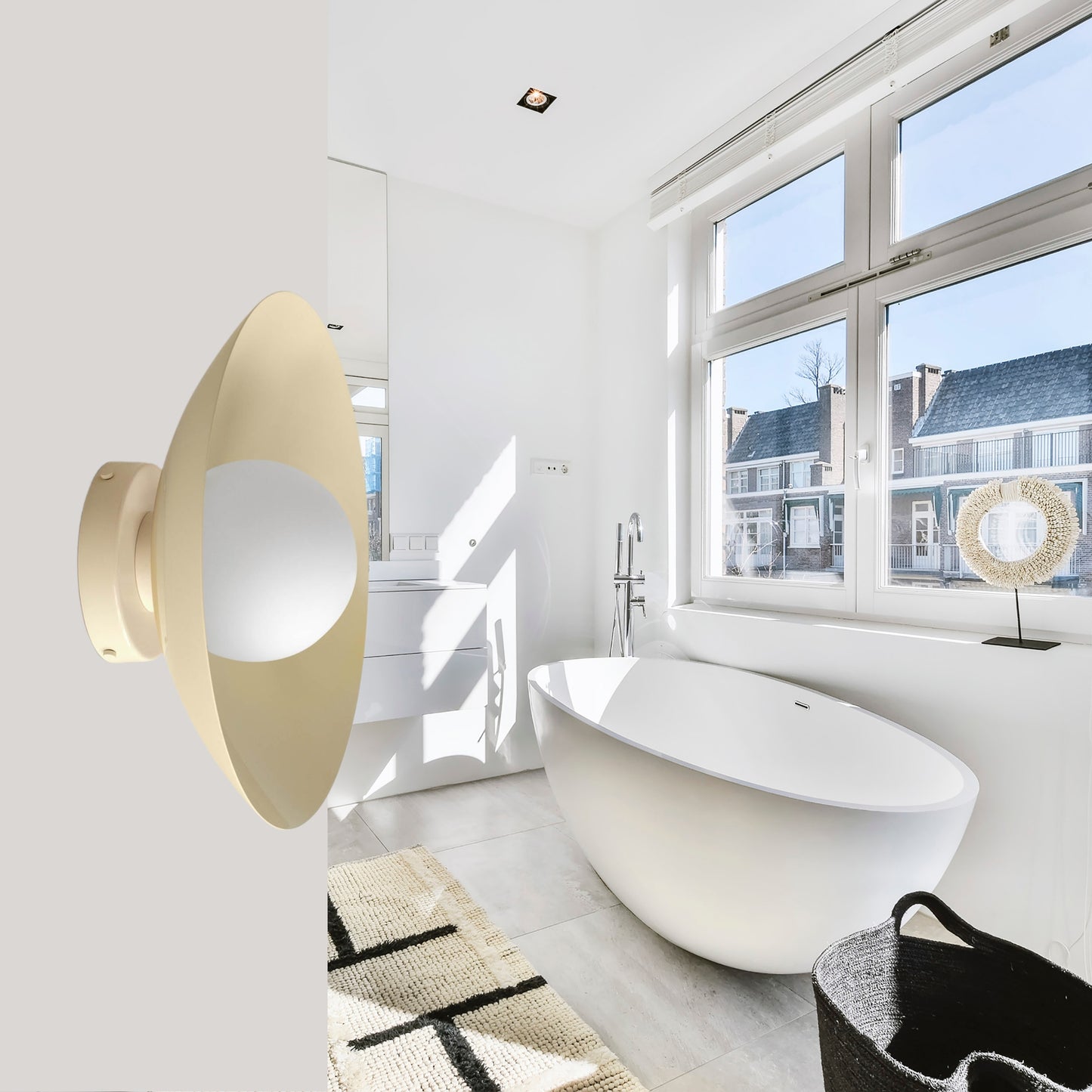 Cream Dome Brass Wall Sconce – Mid-Century Modern Vintage Light