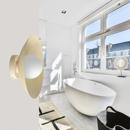 Cream Dome Brass Wall Sconce – Mid-Century Modern Vintage Light