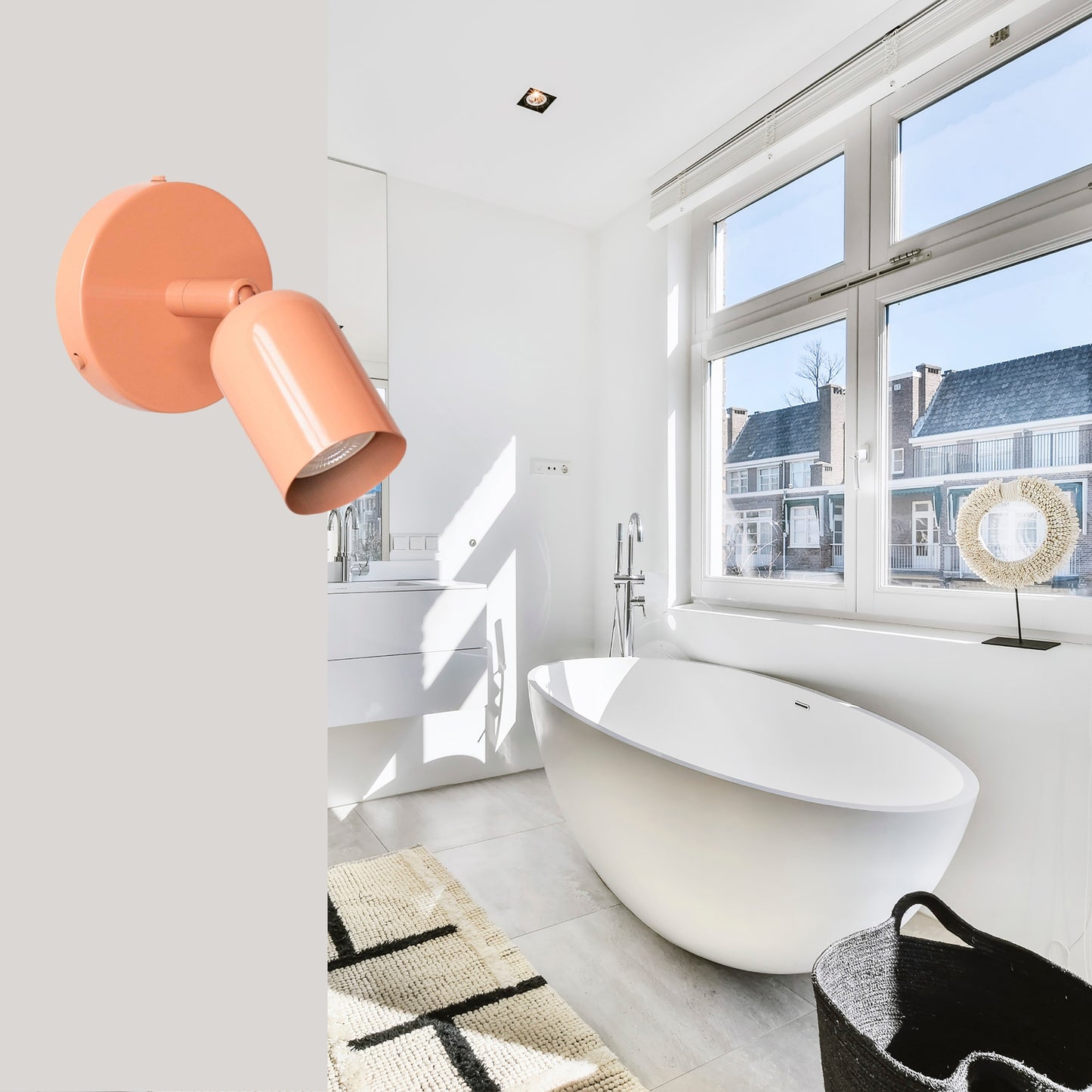Peach Capsule Brass Wall Sconce – Mid Century Modern Vintage Wall Light Fixture