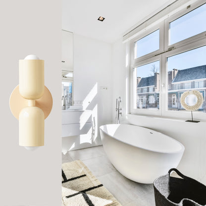 Cream Up & Down Brass Wall Sconce – Mid-Century Modern Light Fixture