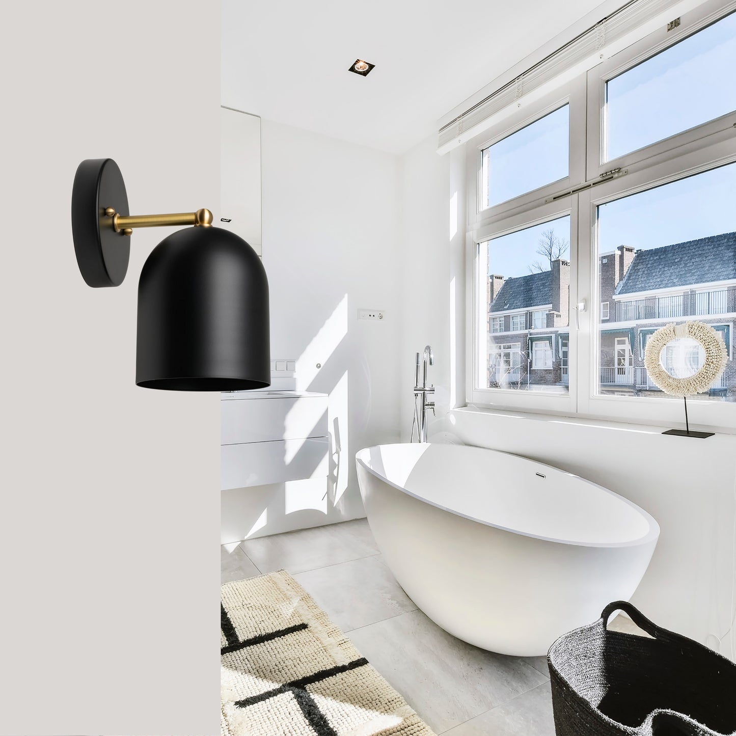 Modern Brass Wall Sconce – Mid Century Light Fixture for Bedroom & Living Room