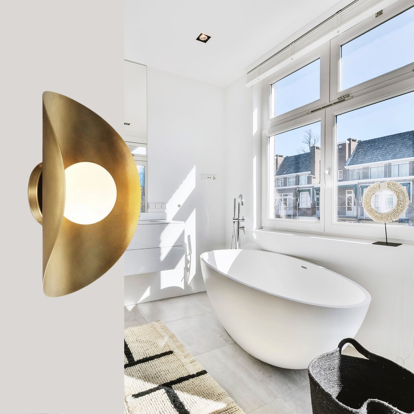 Raw Brass Curve Shade Vintage Wall Light - Mid-Century Modern Brass Wall Sconce