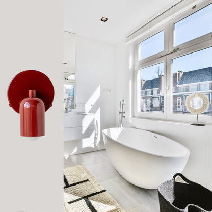 Red Capsule Brass Wall Sconce – Mid Century Modern Vintage Wall Light Fixture