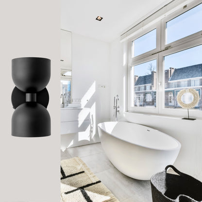 Mid Century Modern Black Brass Wall Sconce – Handmade Double Shade Light