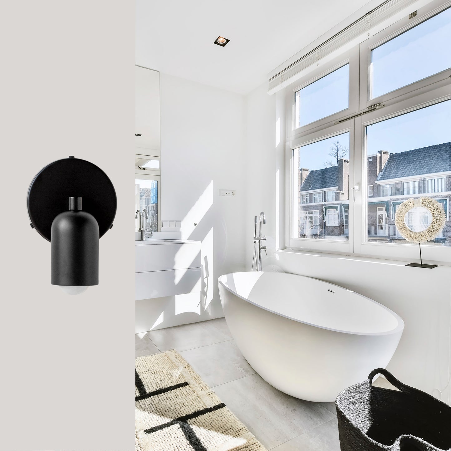 Black Capsule Brass Wall Sconce – Mid Century Modern Vintage Wall Light Fixture