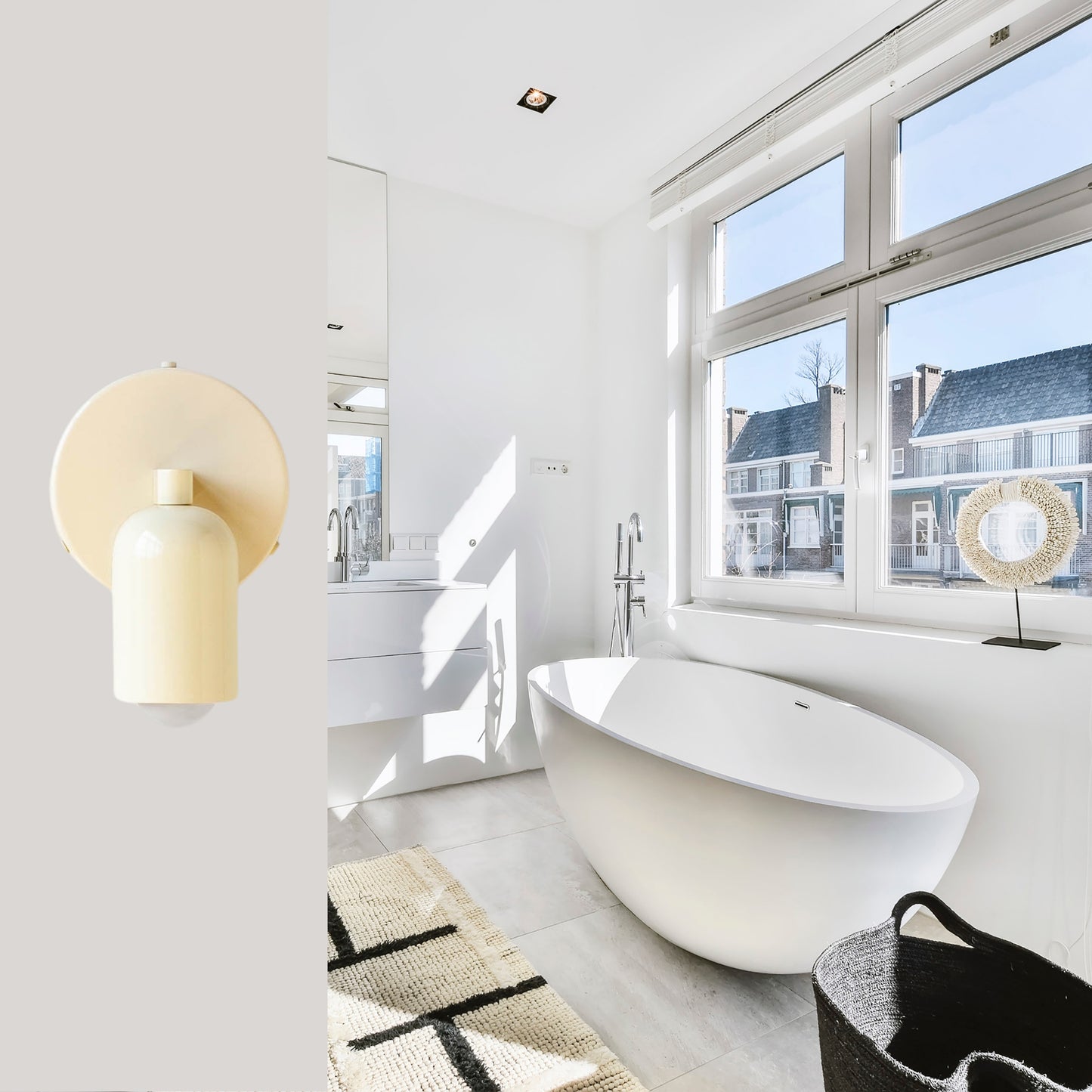 Cream Capsule Brass Wall Sconce – Mid Century Modern Vintage Wall Light Fixture