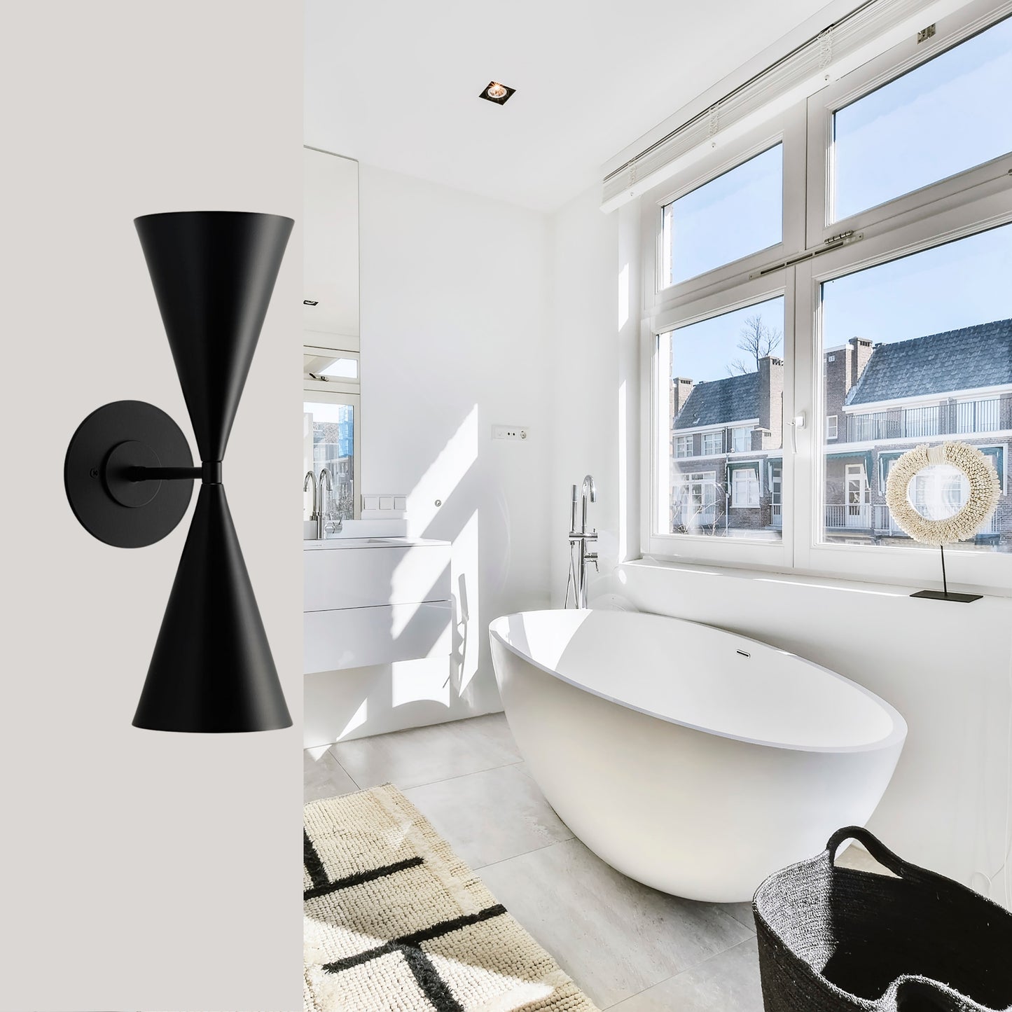 Double Cone Mid-Century Modern Wall Light – Handmade Brass Sconce