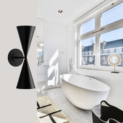 Double Cone Mid-Century Modern Wall Light – Handmade Brass Sconce