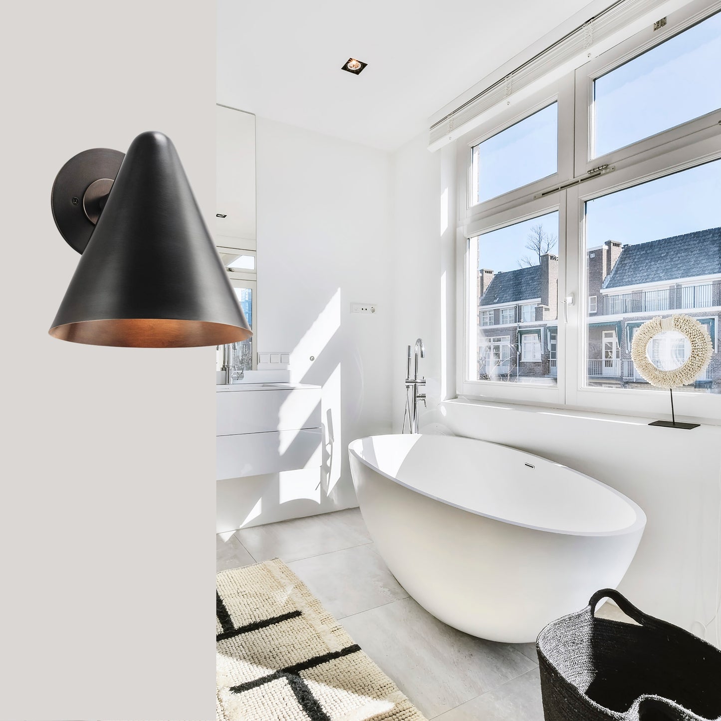 Black Cone Shade Vintage Wall Light - Mid-Century Modern Brass Wall Sconce