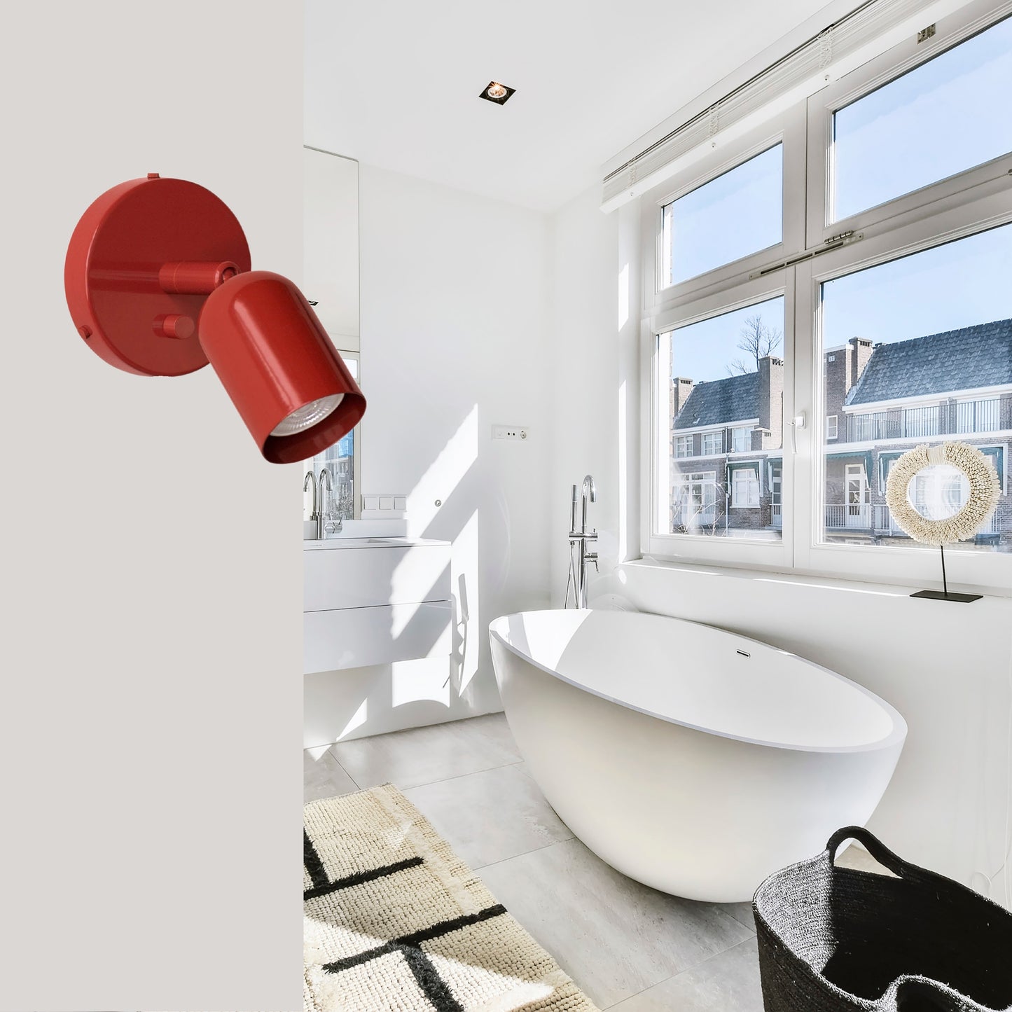 Red Capsule Brass Wall Sconce – Mid Century Modern Vintage Wall Light Fixture