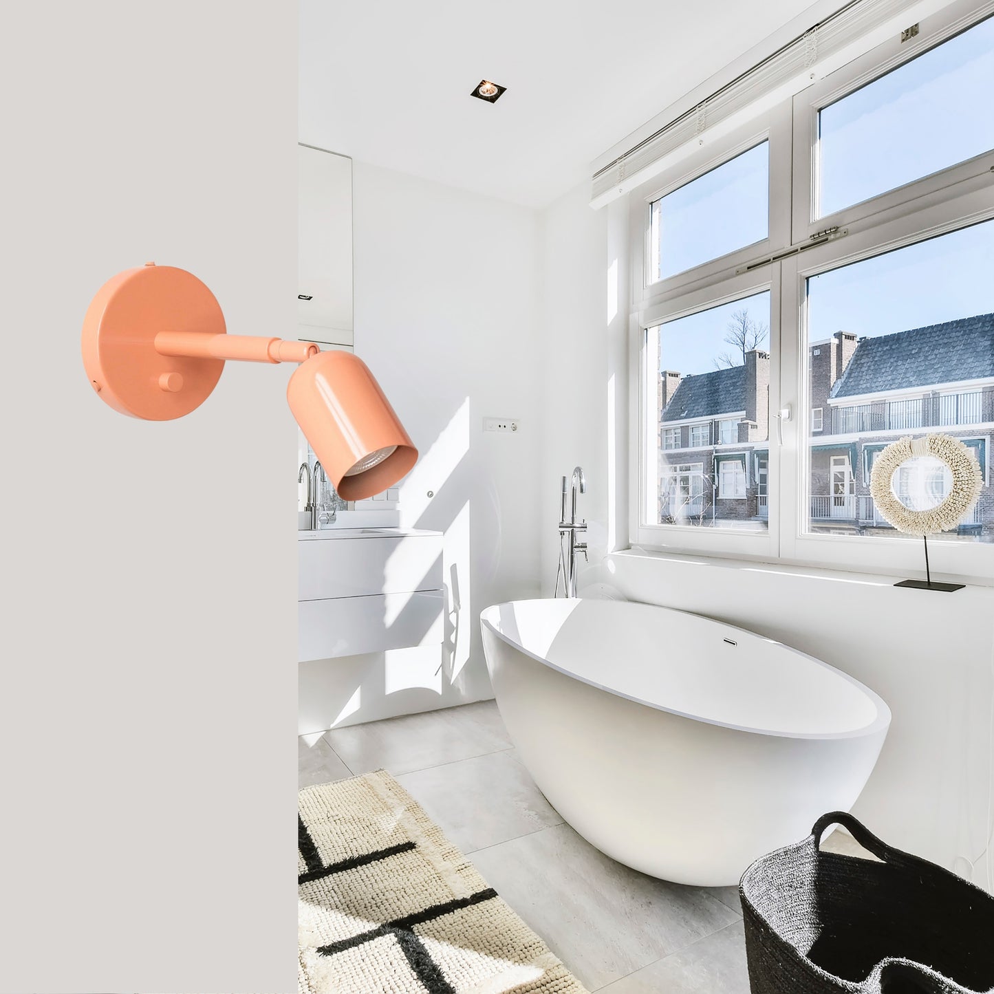 Peach Capsule Brass Wall Sconce – Mid Century Modern Vintage Wall Light Fixture