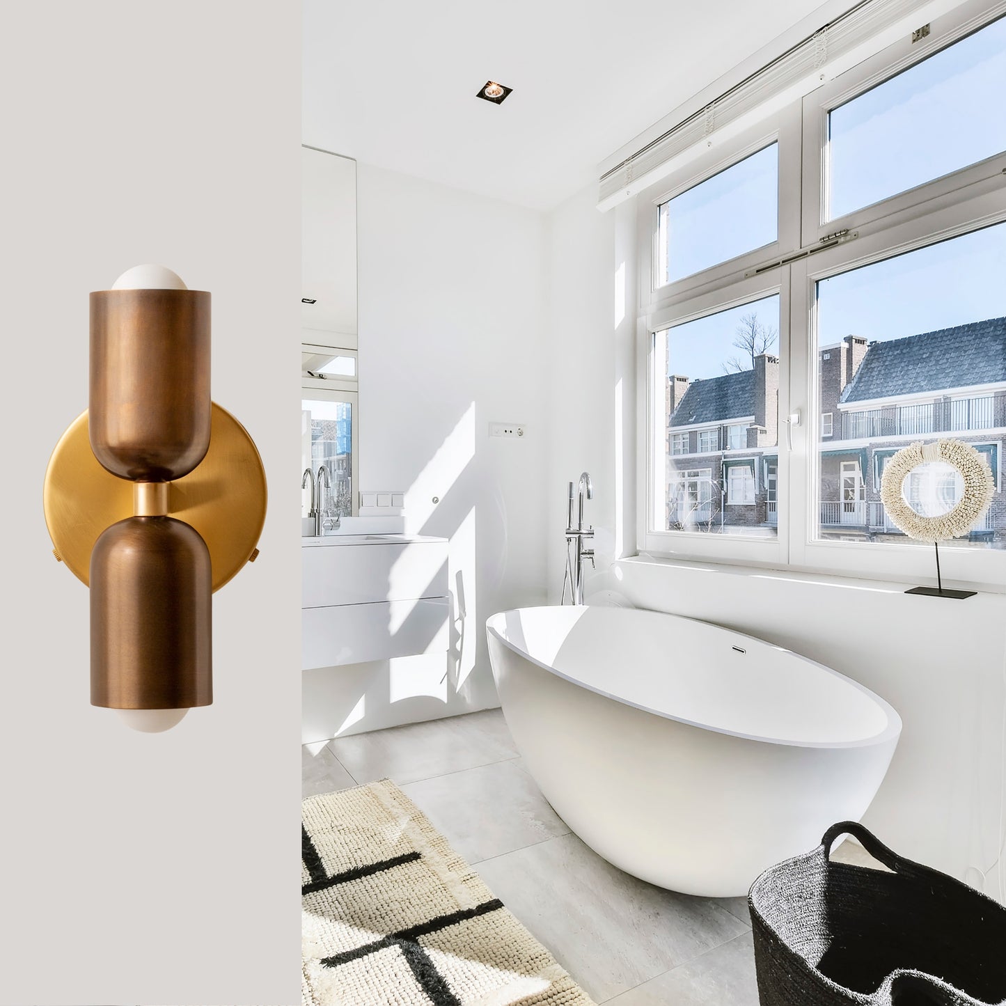 Antique & Polish Up & Down Brass Wall Sconce – Mid-Century Modern Light Fixture